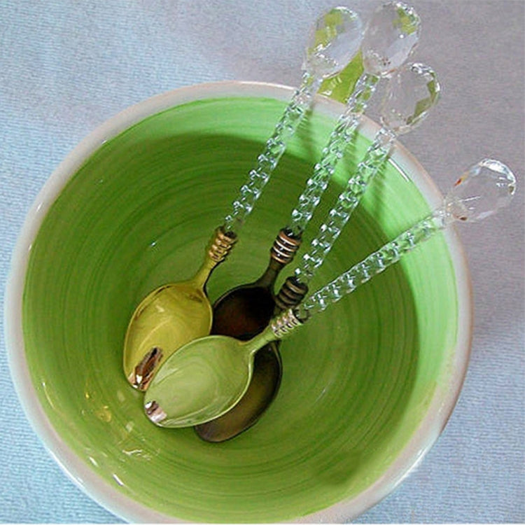 2 PCS Crystal Handle Tea Coffee Spoon Ice Cream Spoon Dessert Ladle Scoop