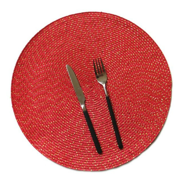 2 PCS PP Round Oval Woven Placemat, Size:Diameter 36cm