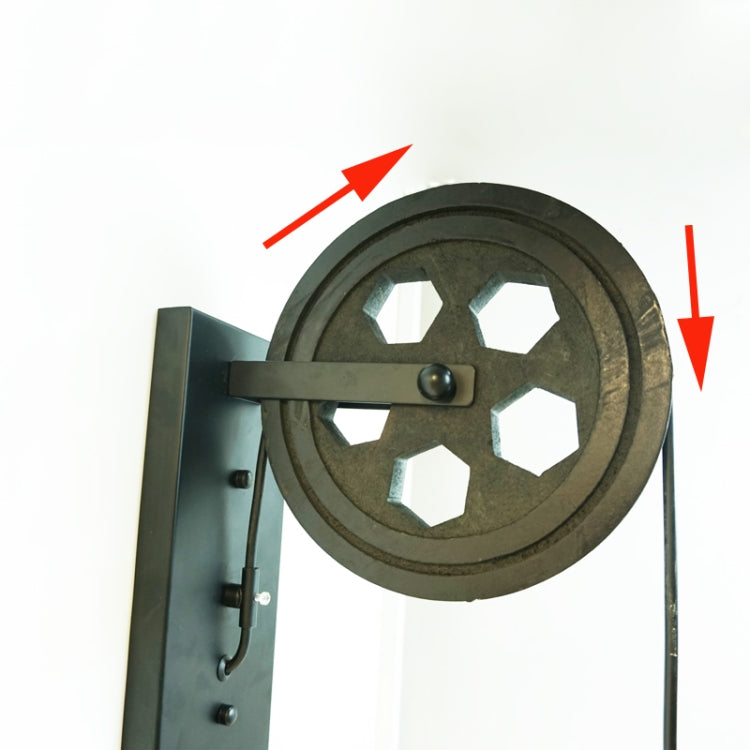 40W Grenade Retro Wrought Iron Pulley Lifting Wall Lamp Corridor Aisle Porch Wall Lamp(Black No Bulb)