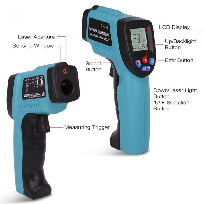 GM550 Digital Infrared Thermometer Pyrometer Aquarium Thermometer Outdoor Temperature Gauge