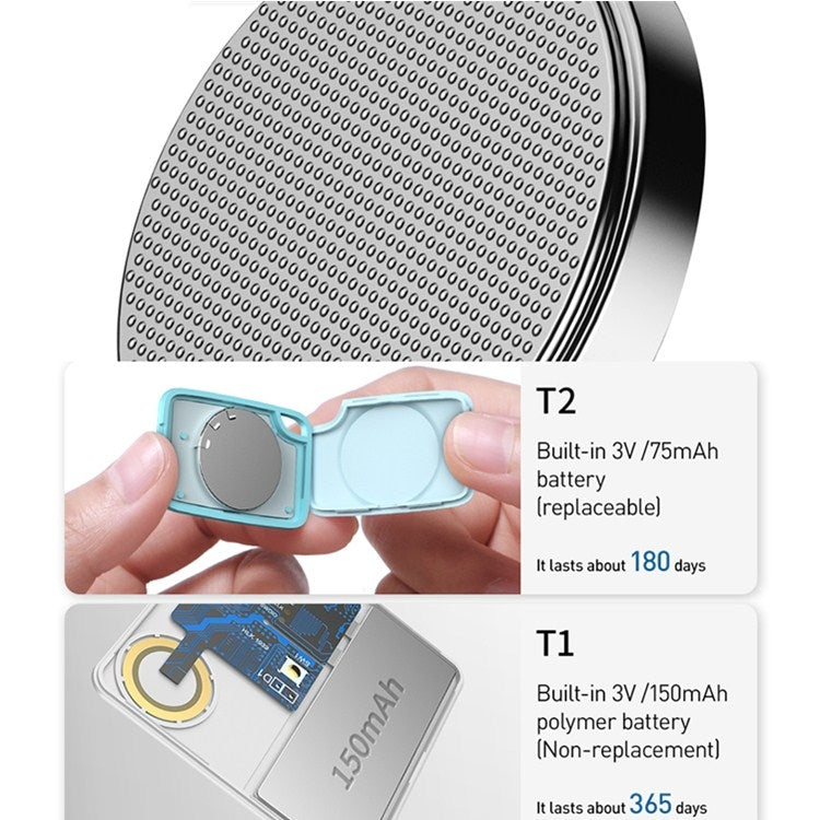 BASEUS ZLFDQT1-03 Smart Bluetooth Anti-lost Device Two-way Alarm Anti-lost Device, Style:T1 Card Models(Blue)