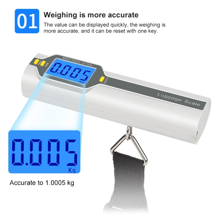 50kg x 10g Portable Electronic LCD Digital Hanging Luggage Scale