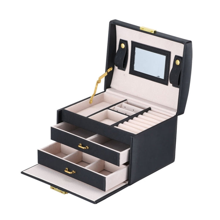Simple Portable Jewelry Box Earrings Ring Storage Consolidation Box with Drawers, Size : 17.5 x 14 x 13cm