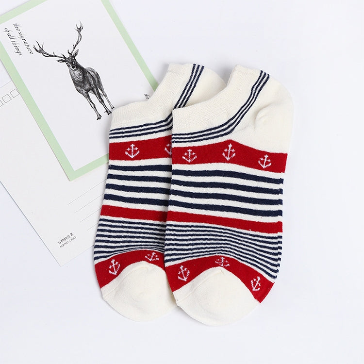 3 Pairs Summer Stripes Sailor Anchor Man Casual Ankle Cotton Socks Men Boat Sock
