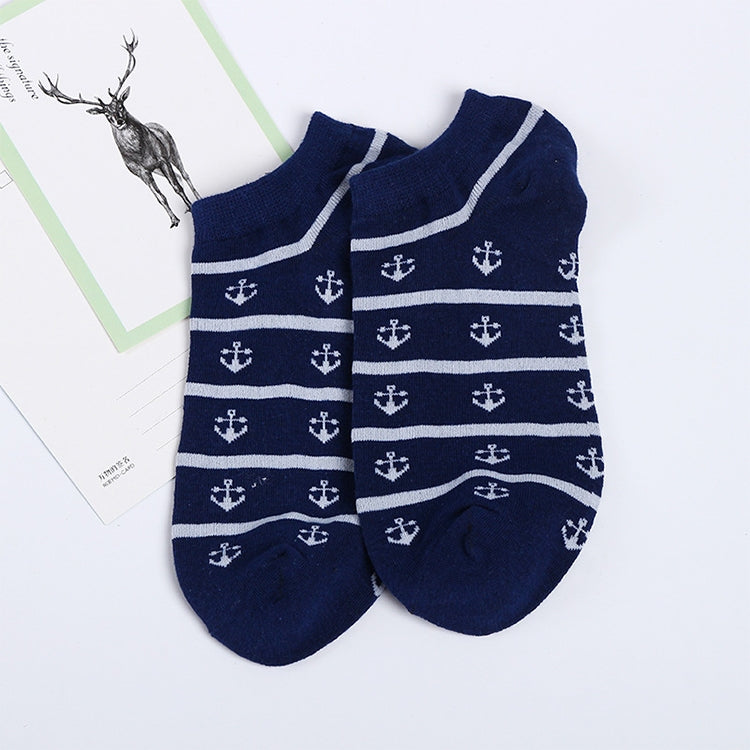 3 Pairs Summer Stripes Sailor Anchor Man Casual Ankle Cotton Socks Men Boat Sock