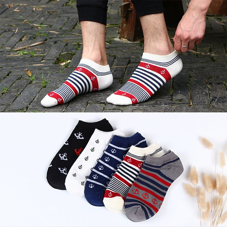 3 Pairs Summer Stripes Sailor Anchor Man Casual Ankle Cotton Socks Men Boat Sock