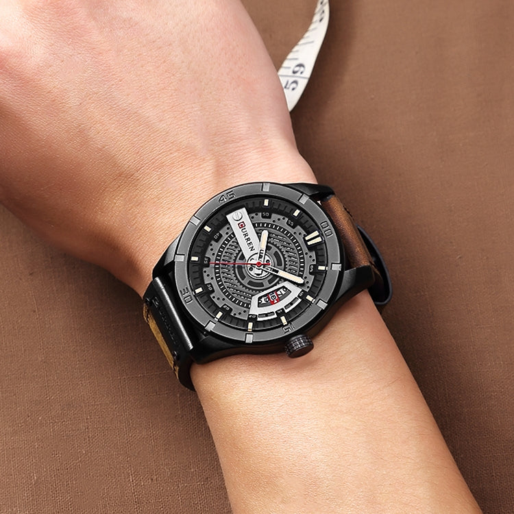 CURREN M8301 Men Military Sports Watch Quartz Date Clock Leather Wristwatch