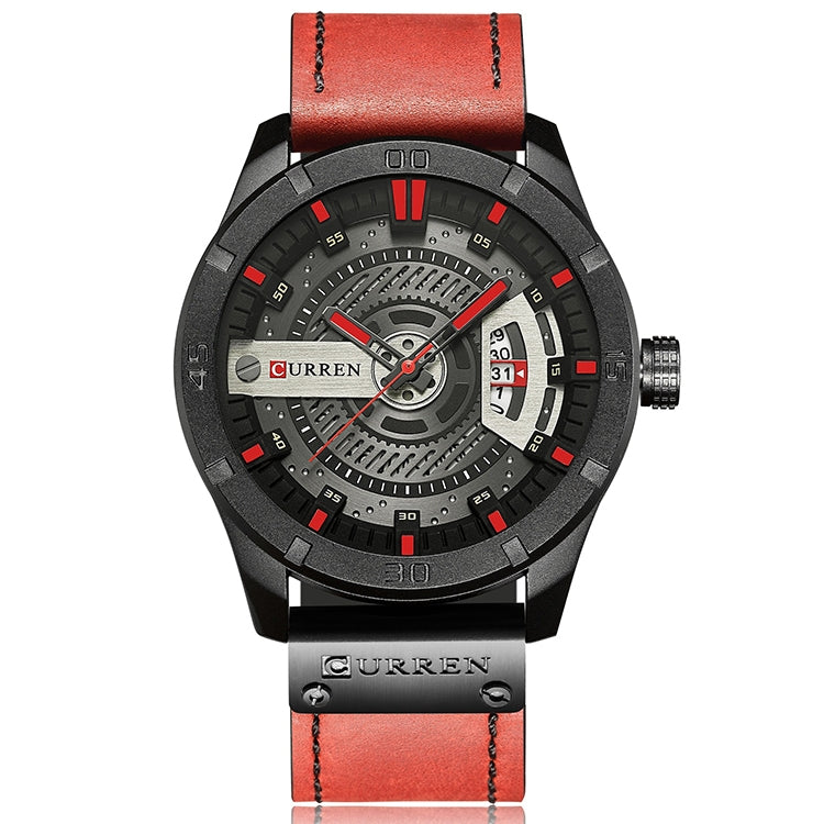 CURREN M8301 Men Military Sports Watch Quartz Date Clock Leather Wristwatch