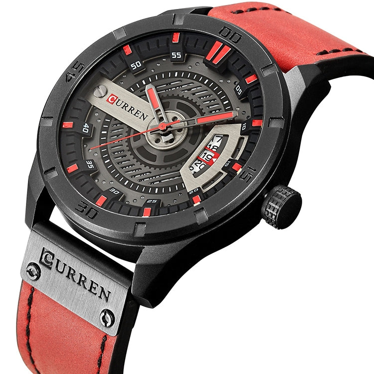 CURREN M8301 Men Military Sports Watch Quartz Date Clock Leather Wristwatch