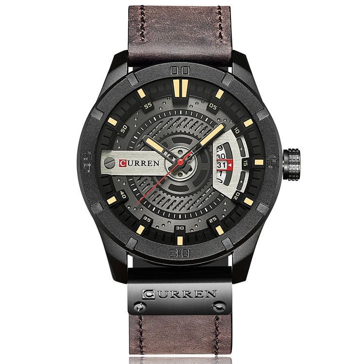 CURREN M8301 Men Military Sports Watch Quartz Date Clock Leather Wristwatch
