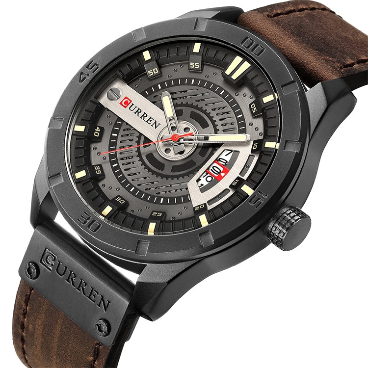 CURREN M8301 Men Military Sports Watch Quartz Date Clock Leather Wristwatch