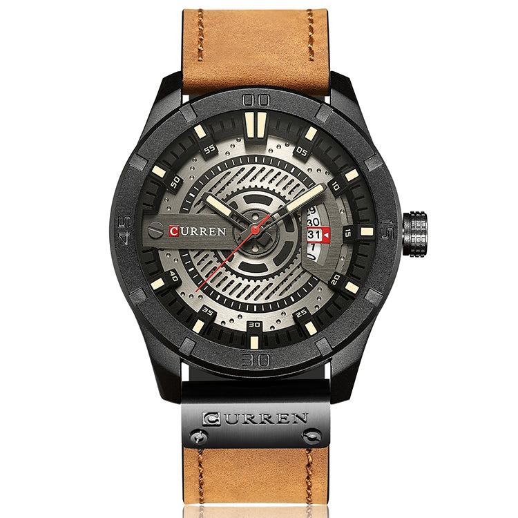 CURREN M8301 Men Military Sports Watch Quartz Date Clock Leather Wristwatch