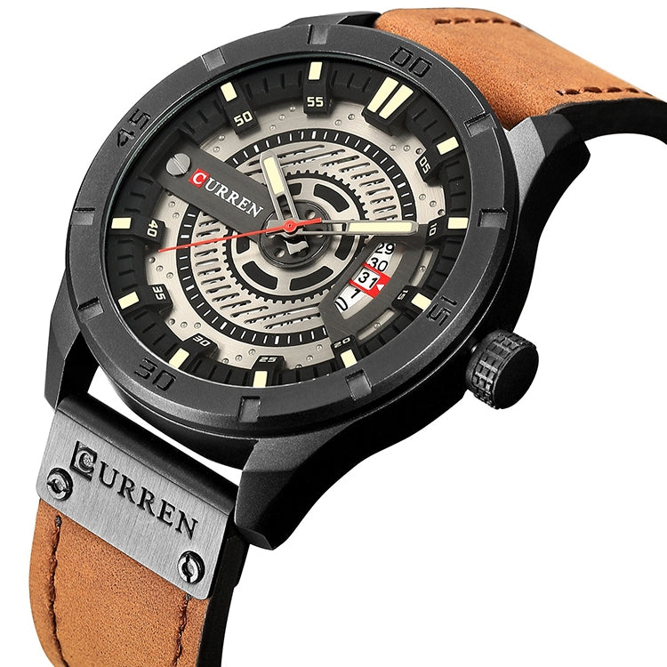 CURREN M8301 Men Military Sports Watch Quartz Date Clock Leather Wristwatch