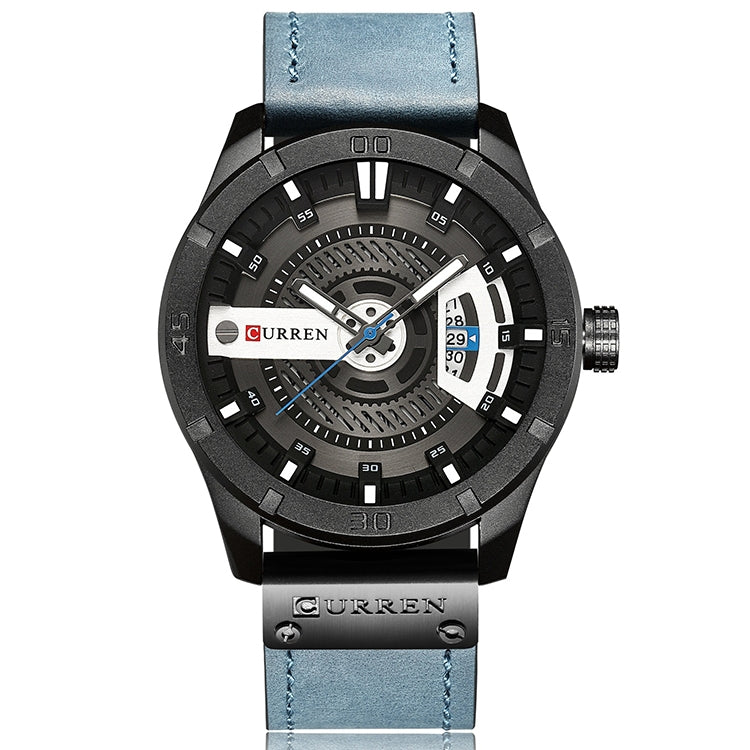 CURREN M8301 Men Military Sports Watch Quartz Date Clock Leather Wristwatch