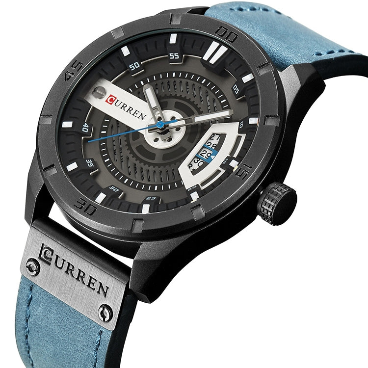 CURREN M8301 Men Military Sports Watch Quartz Date Clock Leather Wristwatch