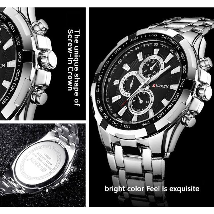 CURREN 8023 Men Stainless Steel Analog Sport Quartz Watch