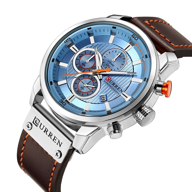 CURREN M8291 Chronograph Watches Casual Leather Watch for Men