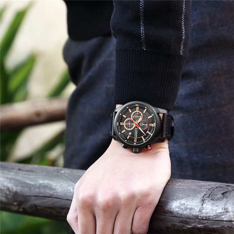 CURREN M8291 Chronograph Watches Casual Leather Watch for Men
