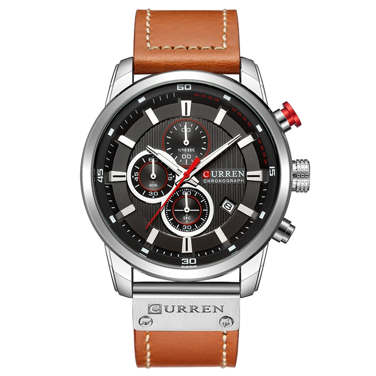 CURREN M8291 Chronograph Watches Casual Leather Watch for Men