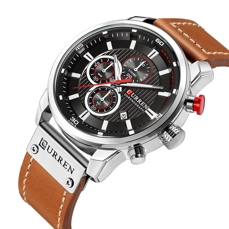 CURREN M8291 Chronograph Watches Casual Leather Watch for Men