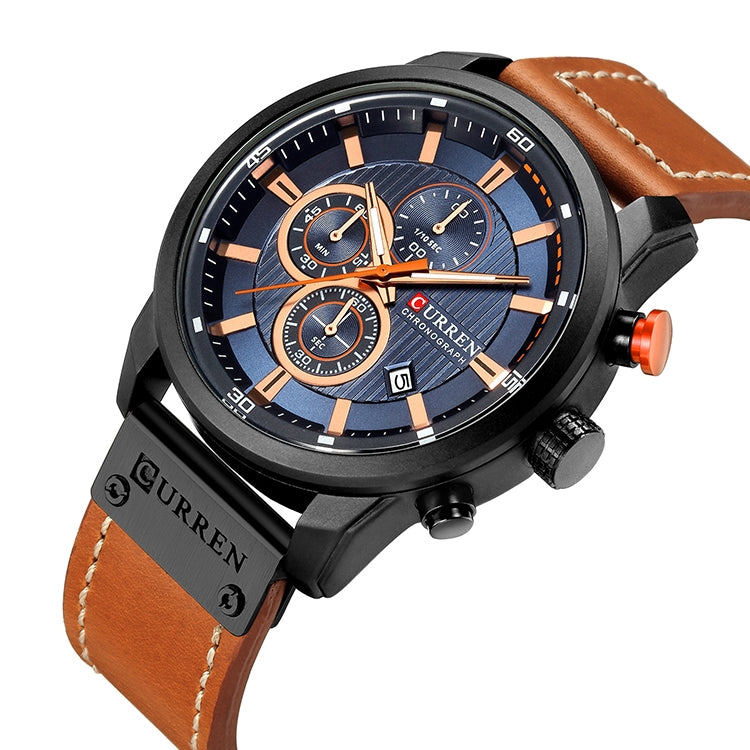 CURREN M8291 Chronograph Watches Casual Leather Watch for Men