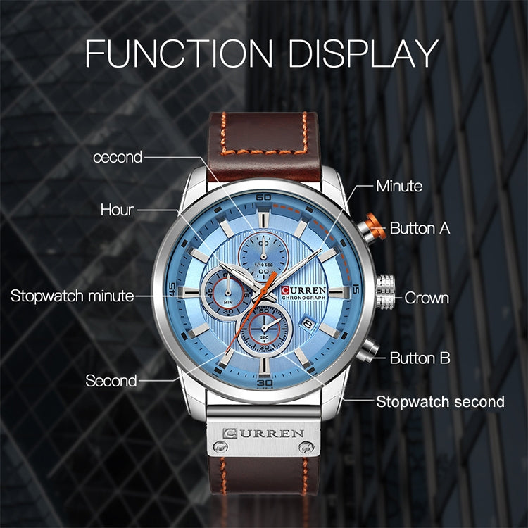 CURREN M8291 Chronograph Watches Casual Leather Watch for Men