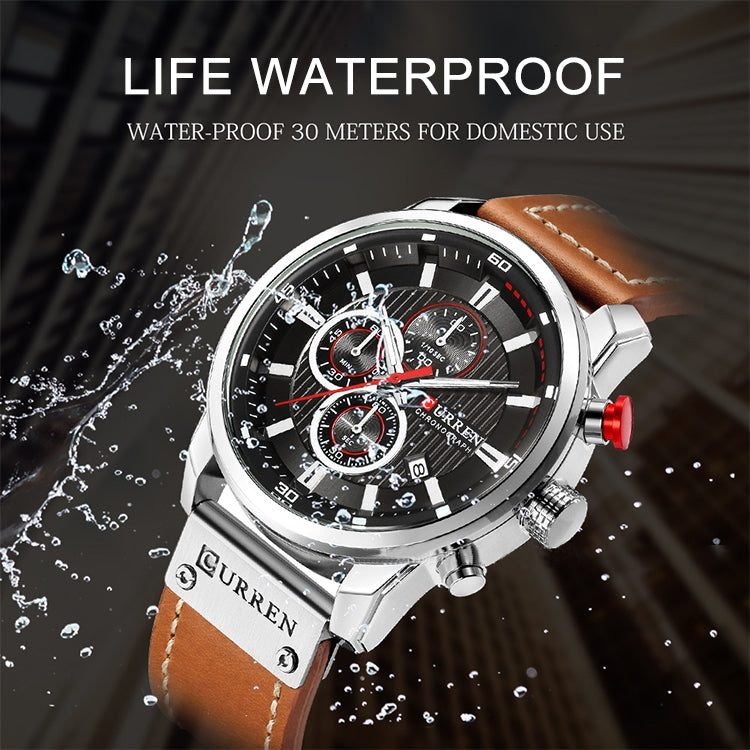 CURREN M8291 Chronograph Watches Casual Leather Watch for Men