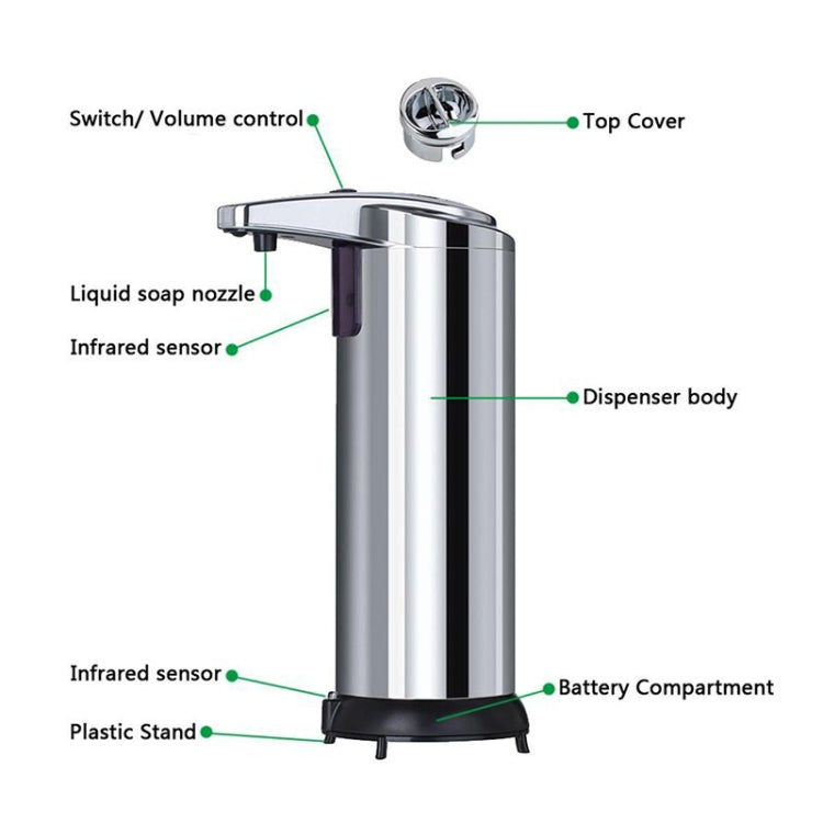 280ml Stainless Steel Automatic Sensor Switch Liquid Soap Dispenser(Champagne Gold)