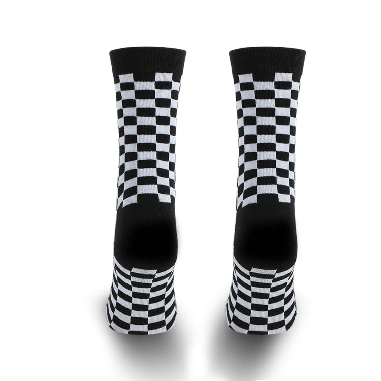 3 Pairs Harajuku Trendy Checkerboard Geometric Cotton Socks, Size:One Size