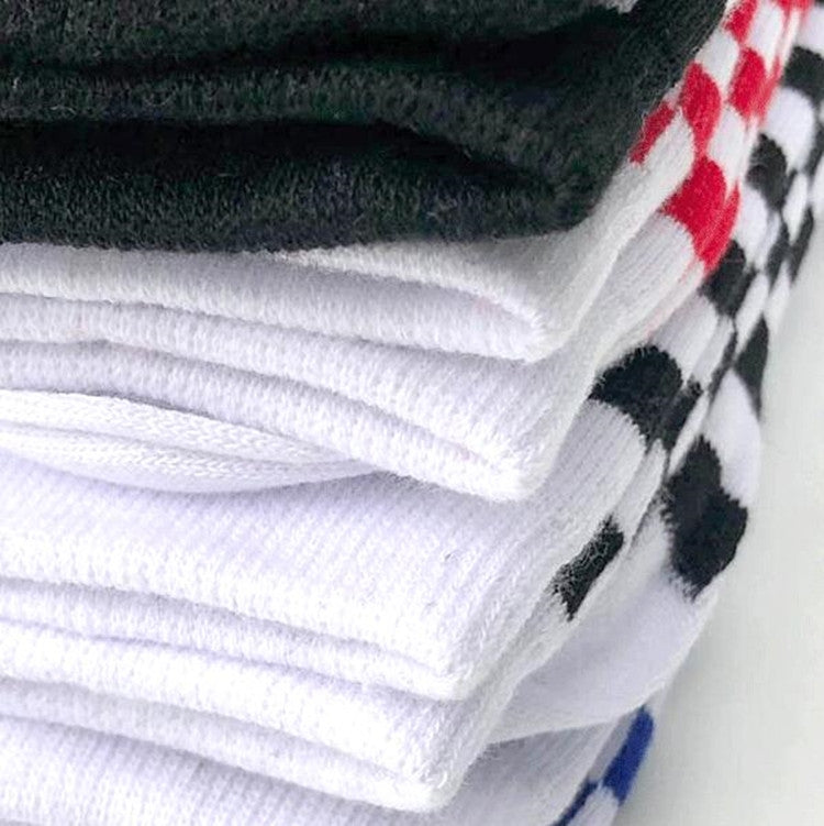 3 Pairs Harajuku Trendy Checkerboard Geometric Cotton Socks, Size:One Size