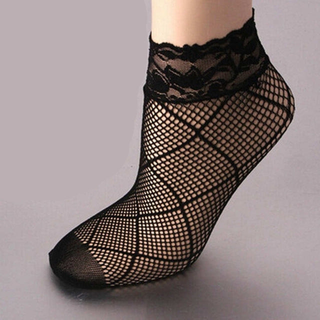 Sexy Black Sock Women Girls Ladies Soft Lace Short Ankle Socks Fishnet
