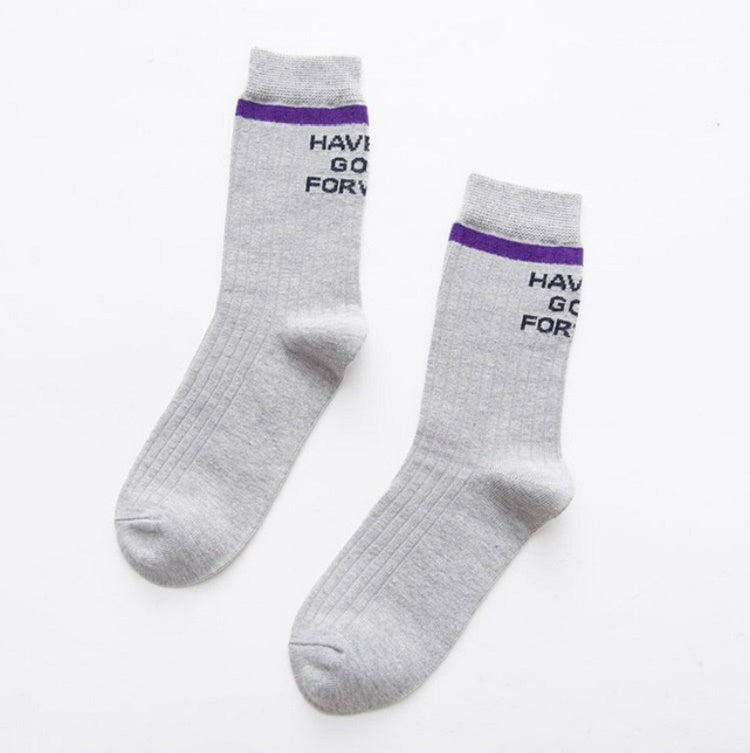 Autumn Casual Fashion Cotton Striped Letter Socks, Size:One Size