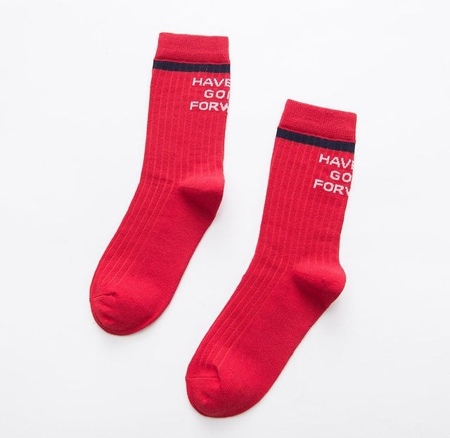 Autumn Casual Fashion Cotton Striped Letter Socks, Size:One Size
