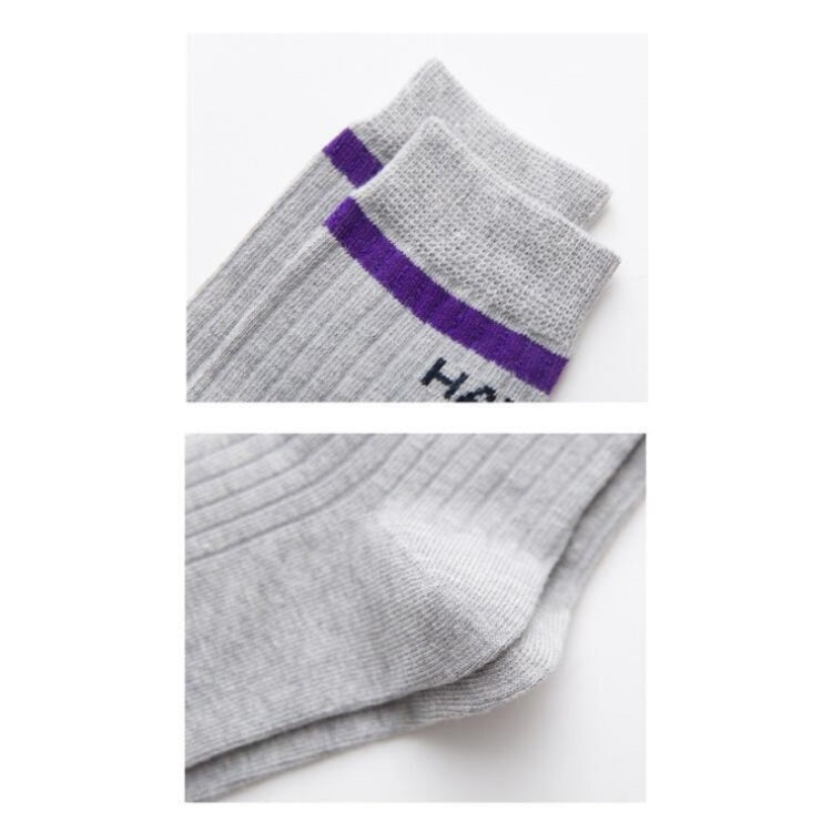 Autumn Casual Fashion Cotton Striped Letter Socks, Size:One Size