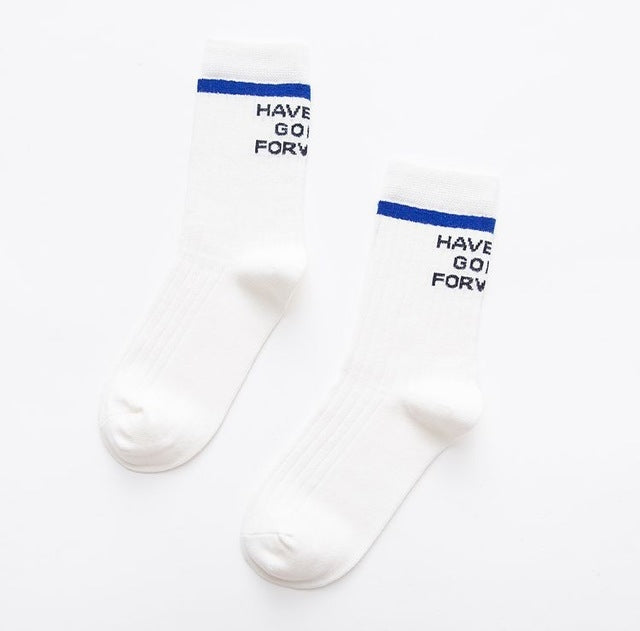 Autumn Casual Fashion Cotton Striped Letter Socks, Size:One Size
