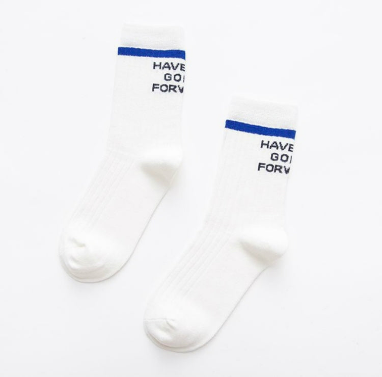 Autumn Casual Fashion Cotton Striped Letter Socks, Size:One Size