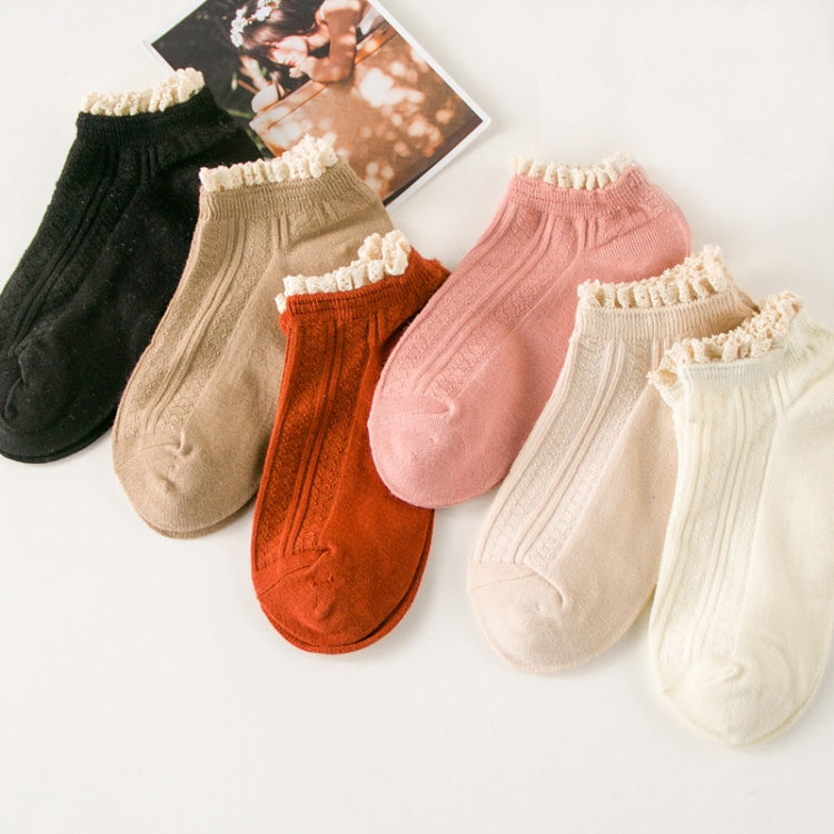 Retro Solid Color Sweet Style Lace Women Soft Cozy Socks, Size:One Size