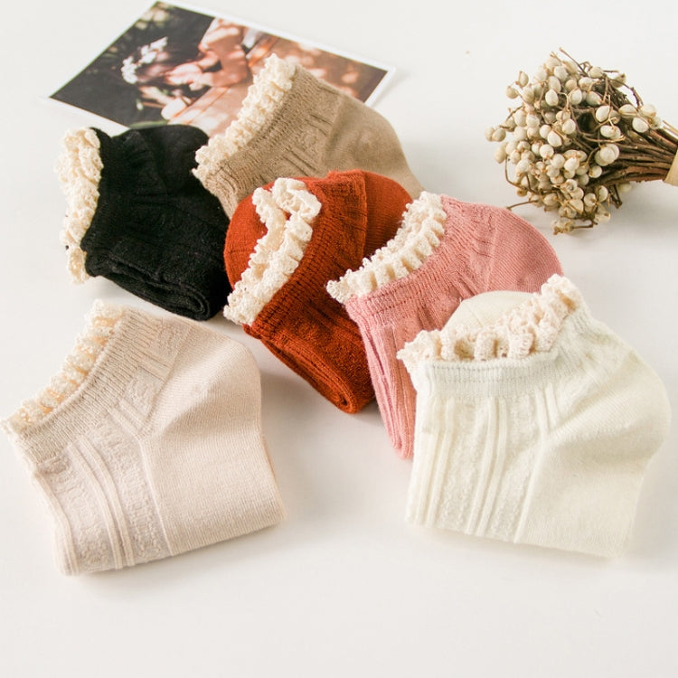 Retro Solid Color Sweet Style Lace Women Soft Cozy Socks, Size:One Size