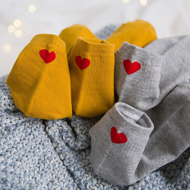 5 Pairs Embroidered heart shape cotton lady cotton socks stack socks(White)