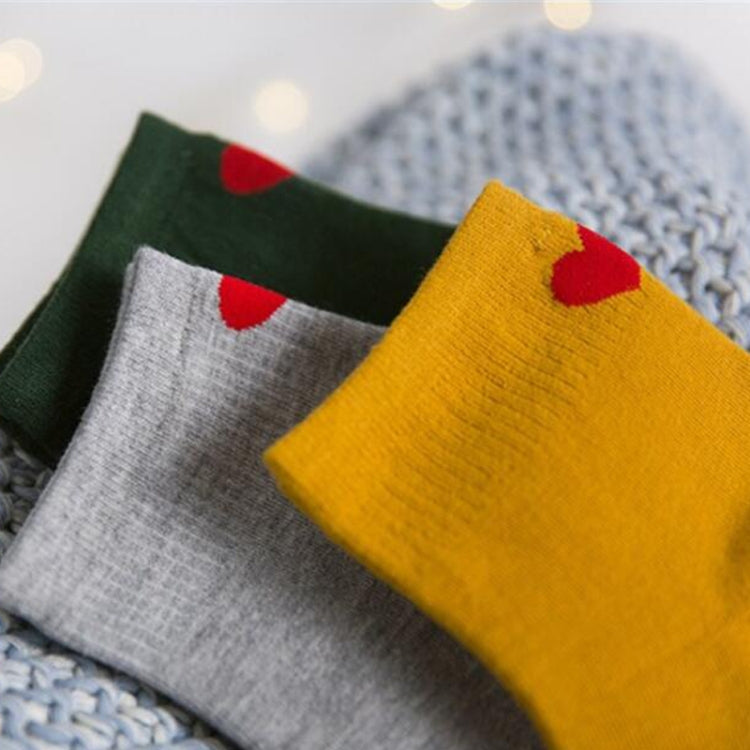 5 Pairs Embroidered heart shape cotton lady cotton socks stack socks(White)
