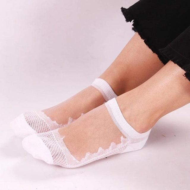 Transparent Breathable Gass Stockings Socks Women's New Retro Card Silk Socks Summer Ladies Ice Socks