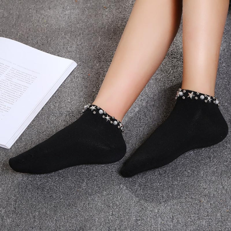 Handmade Diamond Studs Fashion College Style Socks, Size:One Size(White)