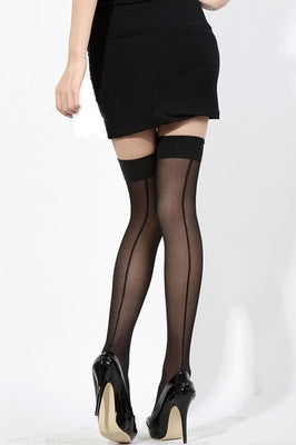 3 PCS Women Sexy Perspective Striped Stockings Lady Thigh High Pantyhose Long Stocking Nylon Stockings
