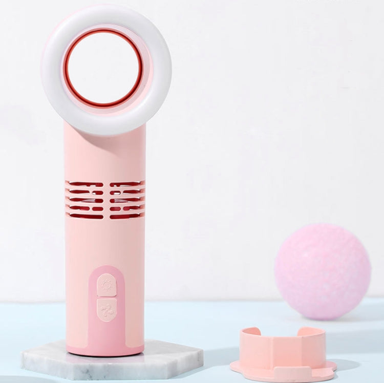 Handheld Portable Multi-function Beauty Lamp Mini Leafless Fan(Pink)
