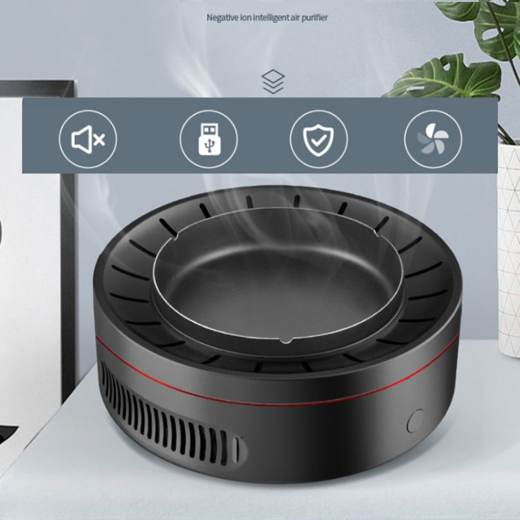 Multifunctional Ashtray Negative Ion Intelligent Air Purifier PM2.5 Home Car Smart Air Freshener Air Cleaner(Black)