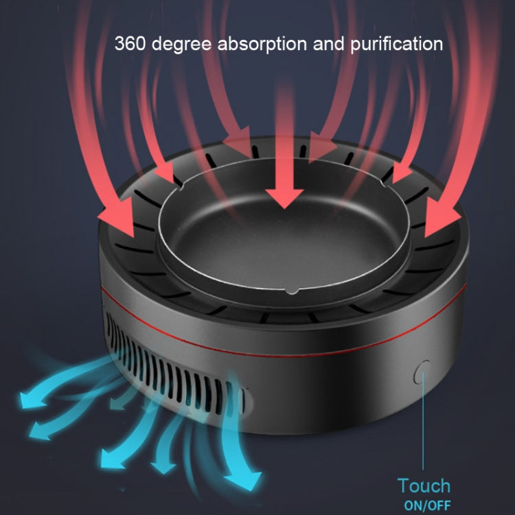 Multifunctional Ashtray Negative Ion Intelligent Air Purifier PM2.5 Home Car Smart Air Freshener Air Cleaner(Black)