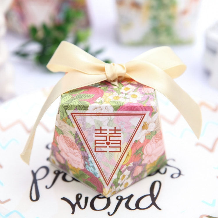 5 PCS Wedding Diamond Shaped Romantic Creative Wedding Supplies Wedding Candy Gift Box, Color:Hand Painting-Yellow Ribbon, Size:5.8Ã—8Ã—6cm