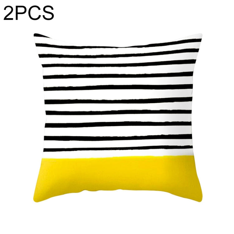 2 PCS 45x45cm Yellow Striped Pillowcase Geometric Throw Cushion Pillow Cover Printing Cushion Pillow Case Bedroom Office