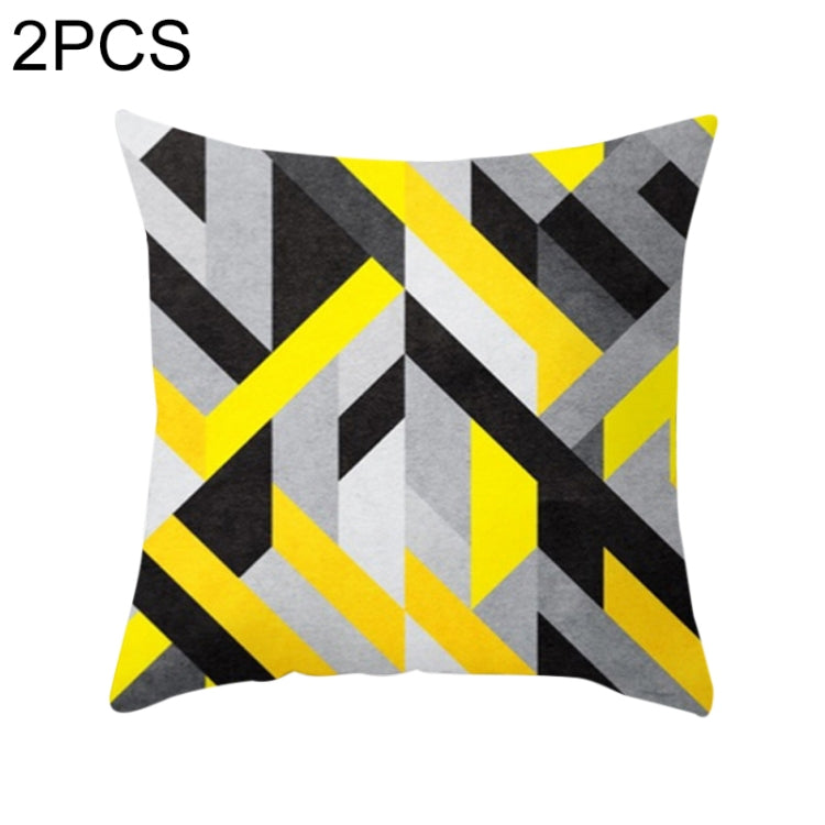 2 PCS 45x45cm Yellow Striped Pillowcase Geometric Throw Cushion Pillow Cover Printing Cushion Pillow Case Bedroom Office