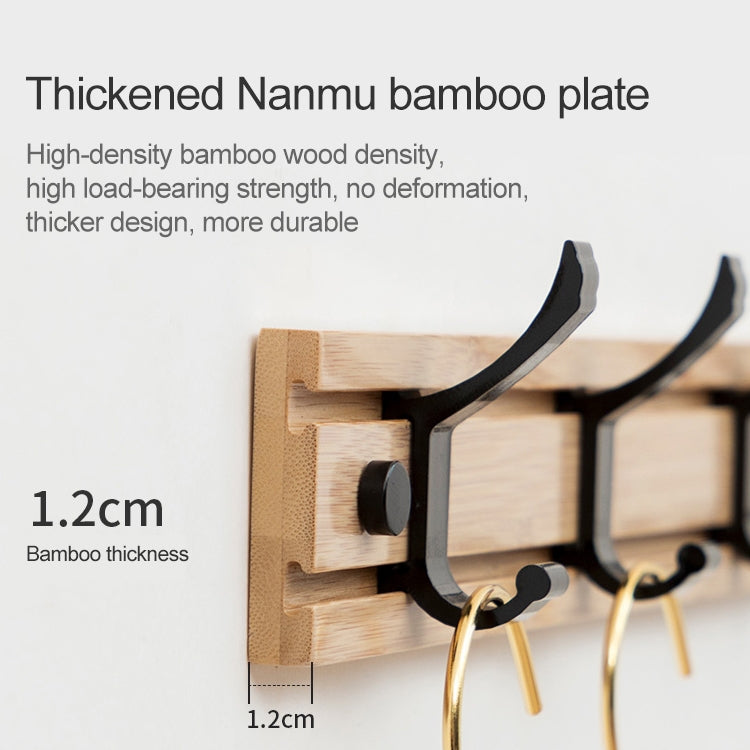 Fashion Wooden Free Punching Hook Coat Rack Hanger Hook for Bedroom Living Room or Wardrobe, Size:5 Hooks